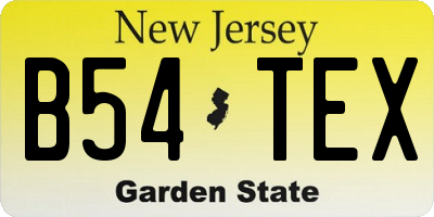 NJ license plate B54TEX