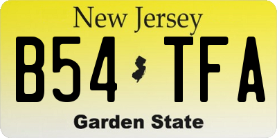 NJ license plate B54TFA