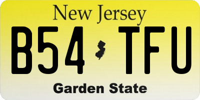 NJ license plate B54TFU