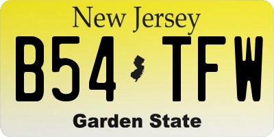 NJ license plate B54TFW