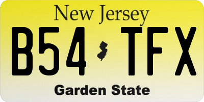 NJ license plate B54TFX