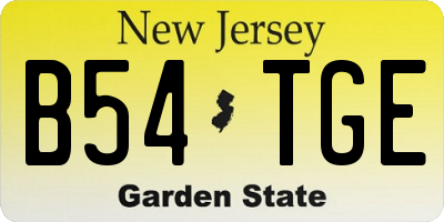NJ license plate B54TGE