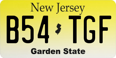 NJ license plate B54TGF