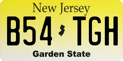 NJ license plate B54TGH
