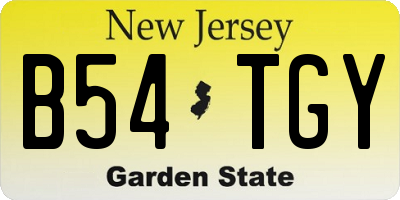 NJ license plate B54TGY