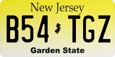 NJ license plate B54TGZ