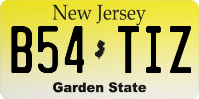 NJ license plate B54TIZ