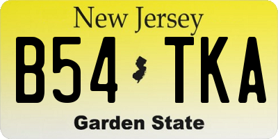 NJ license plate B54TKA