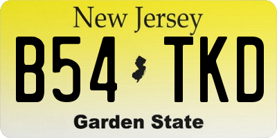 NJ license plate B54TKD
