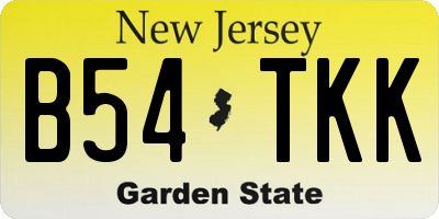 NJ license plate B54TKK