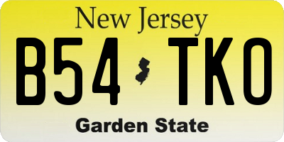 NJ license plate B54TKO