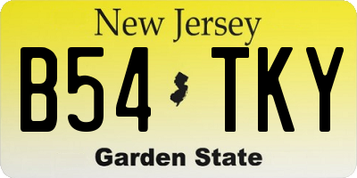 NJ license plate B54TKY