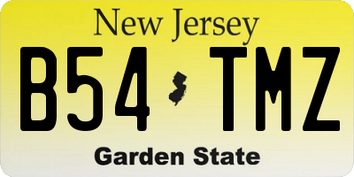 NJ license plate B54TMZ