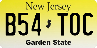 NJ license plate B54TOC