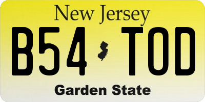 NJ license plate B54TOD