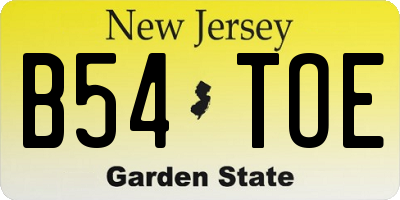 NJ license plate B54TOE