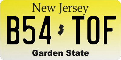 NJ license plate B54TOF