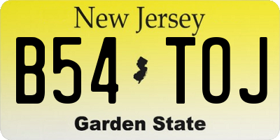 NJ license plate B54TOJ