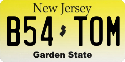 NJ license plate B54TOM