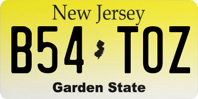 NJ license plate B54TOZ