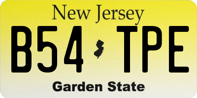 NJ license plate B54TPE