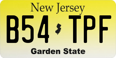 NJ license plate B54TPF