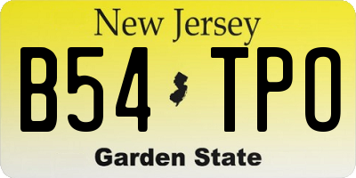 NJ license plate B54TPO