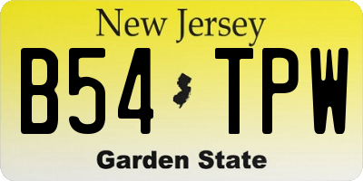NJ license plate B54TPW