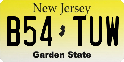 NJ license plate B54TUW