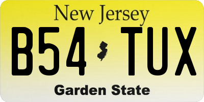 NJ license plate B54TUX