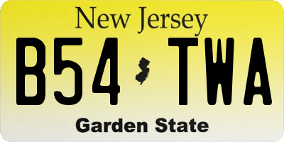 NJ license plate B54TWA