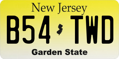 NJ license plate B54TWD
