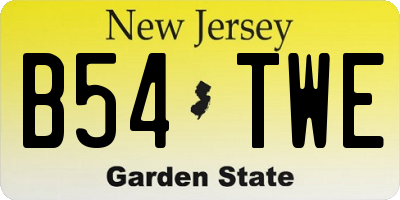 NJ license plate B54TWE