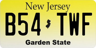 NJ license plate B54TWF