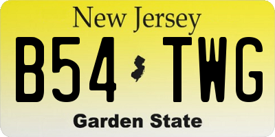 NJ license plate B54TWG