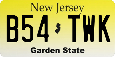 NJ license plate B54TWK