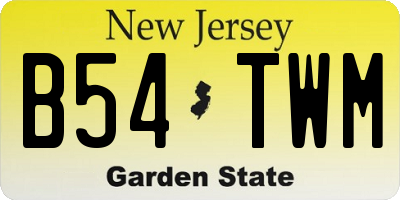 NJ license plate B54TWM