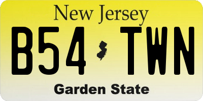 NJ license plate B54TWN
