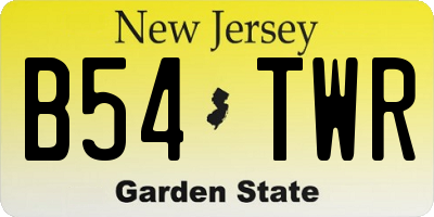 NJ license plate B54TWR
