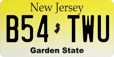 NJ license plate B54TWU