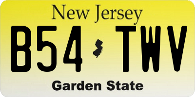 NJ license plate B54TWV