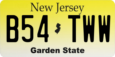 NJ license plate B54TWW
