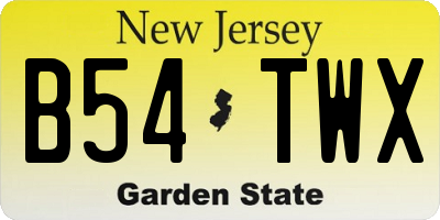 NJ license plate B54TWX
