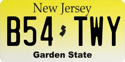 NJ license plate B54TWY