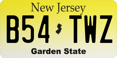 NJ license plate B54TWZ