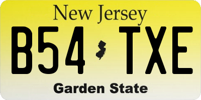 NJ license plate B54TXE