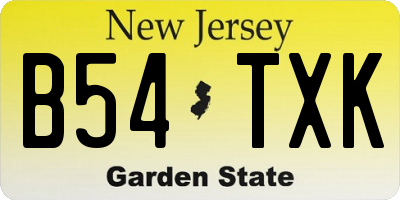 NJ license plate B54TXK