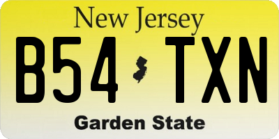 NJ license plate B54TXN