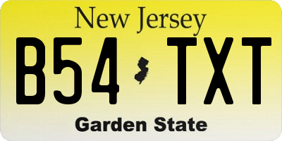 NJ license plate B54TXT