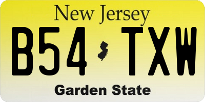 NJ license plate B54TXW